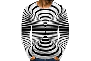 WODCEEKE Fashion Optical Illusion Tshirts Men Long Sleeve 3D Graphic Tees Hip Hop Streetwear Print T-Shirt Fall Tops Guys