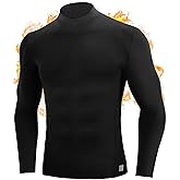 RIKUAOU Men's Thermal Long Sleeve Shirts, Fleece Lined Mock Turtleneck Underwear Top, Athletic Base Layer for Cold Weather