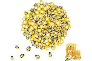 SINGOMON Lot de 180 mini abeilles décoratives autocollantes en résine - 3 tailles - Petites abeilles à dos plat - Décorations