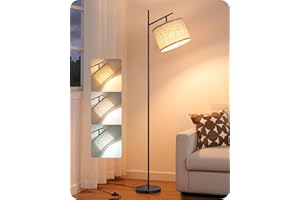 EDISHINE Modern Floor Lamps for Living Room, 64.7" Minimalist Standing Lamp with 3 Color Temperatures Bulb & Adjustable Linen