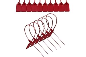 JAVIKA 250pcs Plastic Tamper Seal Tags, Red (9.17in) PA66, Cable Management, Fire Extinguisher Tags, Luggage Tag, Electronics