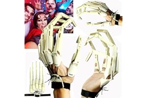 HEYSERI Halloween Articulated Fingers with Gloves, Articulated Finger Extensions, 3D Claw Hands Scary Skeleton Hands for Cosplay, Flexible Realistic Halloween Decoration Accessory Fits Most Finger Sizes
