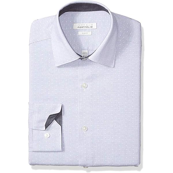 perry ellis very slim fit dress shirt Perry Ellis Men's Slim Fit Dot Stripe Dress Shirt in Bright White, Size 15.5, Cotton/Polyester/Elastane