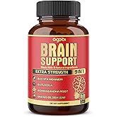 9in1 Brain Support Supplement - Concentrated Ashwagandha Root, Gotu Kola Powder, Bacopa Monnieri Powder and More - 90 Capsules - 3 Months Supply