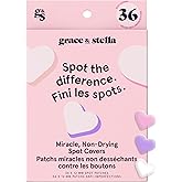 grace & stella Award Winning Skin Rescue Covers with Hydrocolloid (Heart, 36 Count) - With Salicylic Acid and Tea Tree for Ab