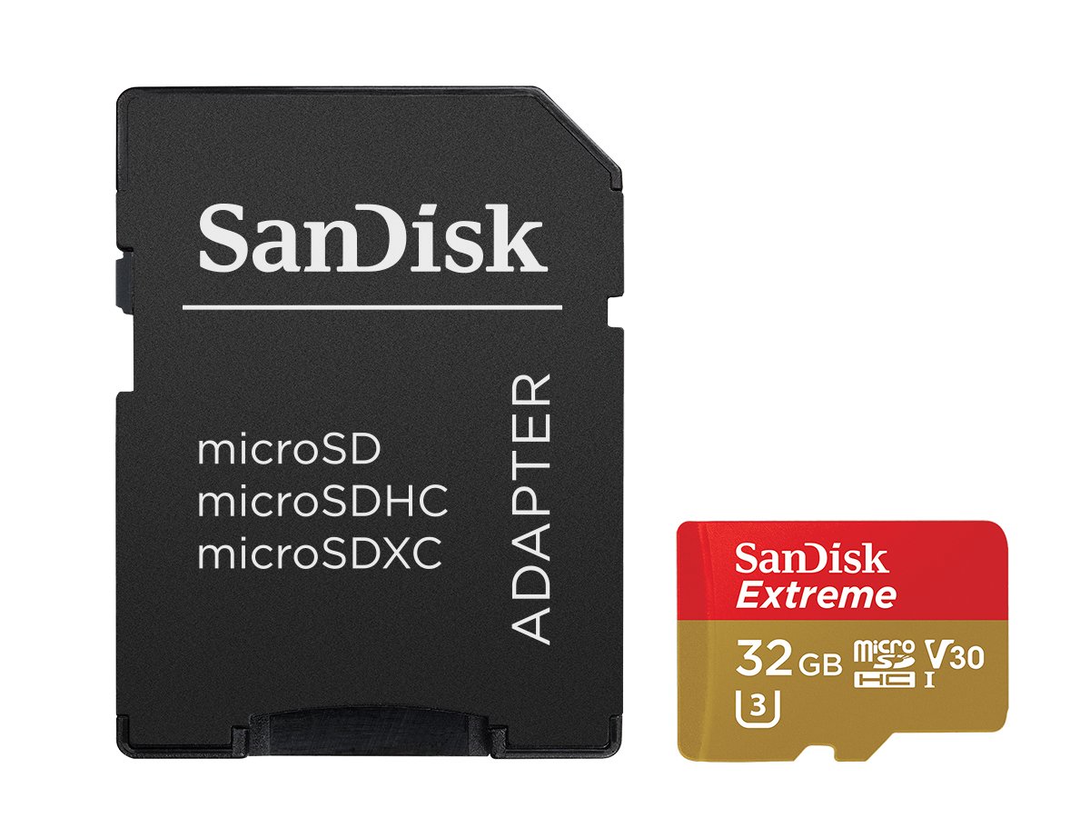 SanDisk Extreme 32 GB microSDHC for Action Sports Cameras Memory Card up to 90 MB/s, Class 10, U3, V30