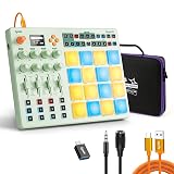 Midi Pad Controller, Portable Beat Maker Machine with Drum Pads, Beginners Beating Pad Velocity Sensitive, LED Display for Music Production (Wireless MIDI)