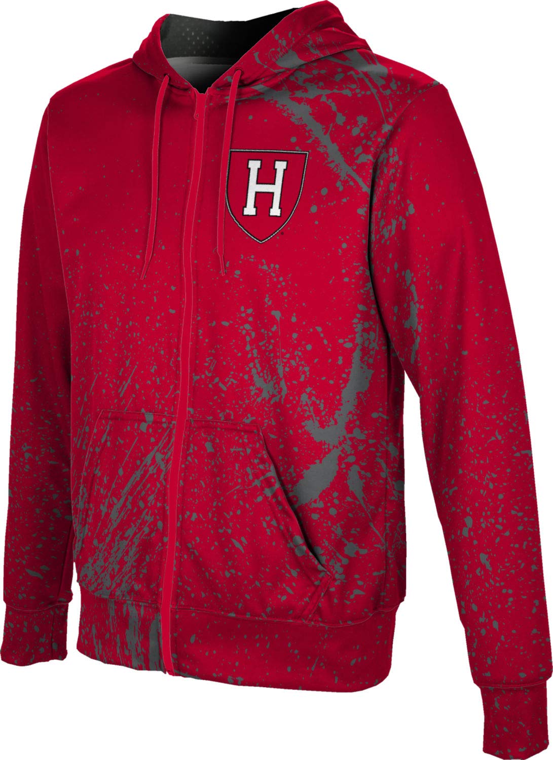 Harvard University Men's Zipper Hoodie, School Spirit Sweatshirt (Splatter)