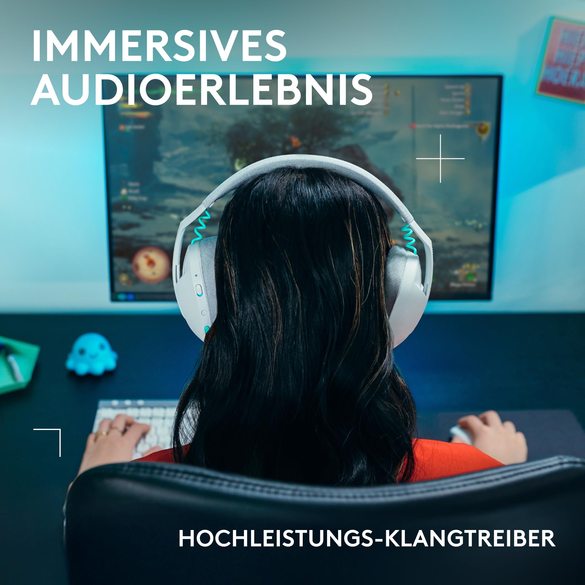 Logitech G G321 Lightspeed kabelloses Bluetooth-Gaming-Headset, dynamischer Komfort und Passform, 16-kHz-Schwingmikrofon, über 20 Std. Akkulaufzeit, PC, PS4, PS5, Nintendo Switch, Mobilgerät – Weiß 6