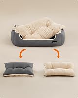 Feandrea Dog Bed Sofa L 85x65x21 cm Dove Grey Sand Beige view 6