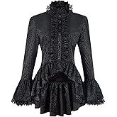 Women's Medieval Victorian Shirt Stand Collar Flare Sleeve Gothic Steampunk Court Shirt Top
