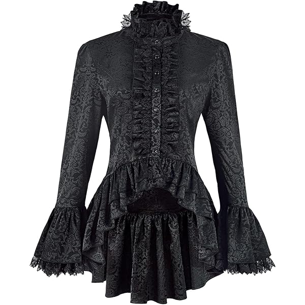 Odizli Blusa Medieval Para Mujer – Estilo Gótico Steampunk, Mangas 3/4, Hombros Descubiertos, Disfraz Pirata Victoriano, Tallas S-3XL