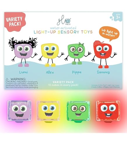 Cubes Lumineux Pour Bain D'enfants - 8 Cubes LED Multicolores Avec Motifs Marins, Jouet Bain Amusant