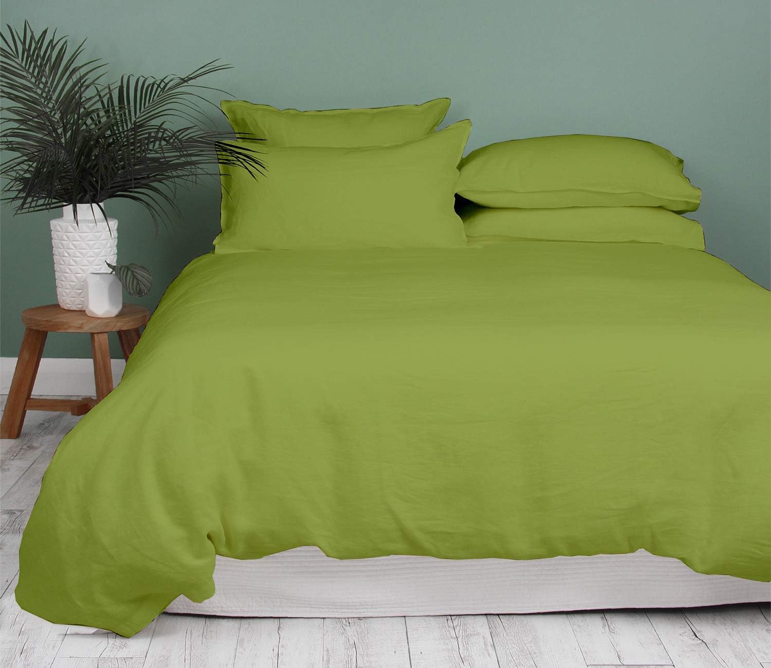 Bluemoon Homes Egyptian Cotton 1000 Thread Count Solid Pattern 3 PC Duvet Cover Set True Luxury Hotel Quality (King/Cal-King, Sage)