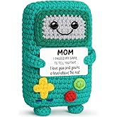 Busy Gaming Life Mom Birthday Gifts from Daughter Son, Funny Gift for Mother in Law Bonus Step Mother, for Mama, I Love You Mom Gift for Mothers Day, Positive Handmade Crochet Present