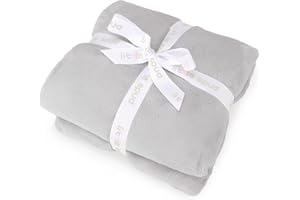 LITTLE SPUD Fleece Baby Blankets Neutral for Boys and Girls, Ultra Soft Cozy 40 * 40 inch Square Bed Blanket, Lightweight Toddler Newborn Receiving Blankets for Crib Stroller, Grey