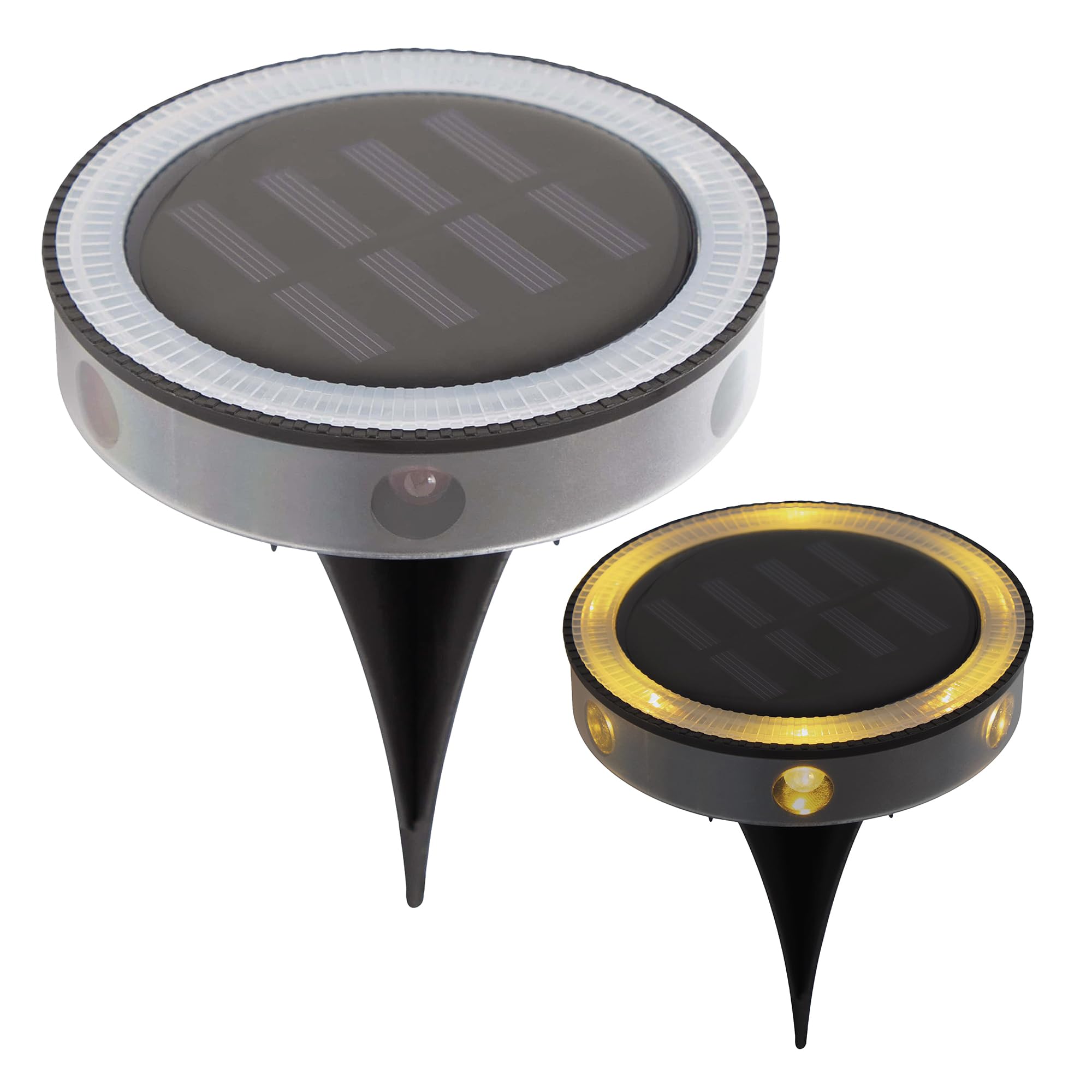 GardenKraft 11129 Set of 2 Solar Ground Lights/Easy Install Stake Lights/Durable Waterproof Design/Wall Mountable / 12 Warm White LEDs Total with 6 Per Light