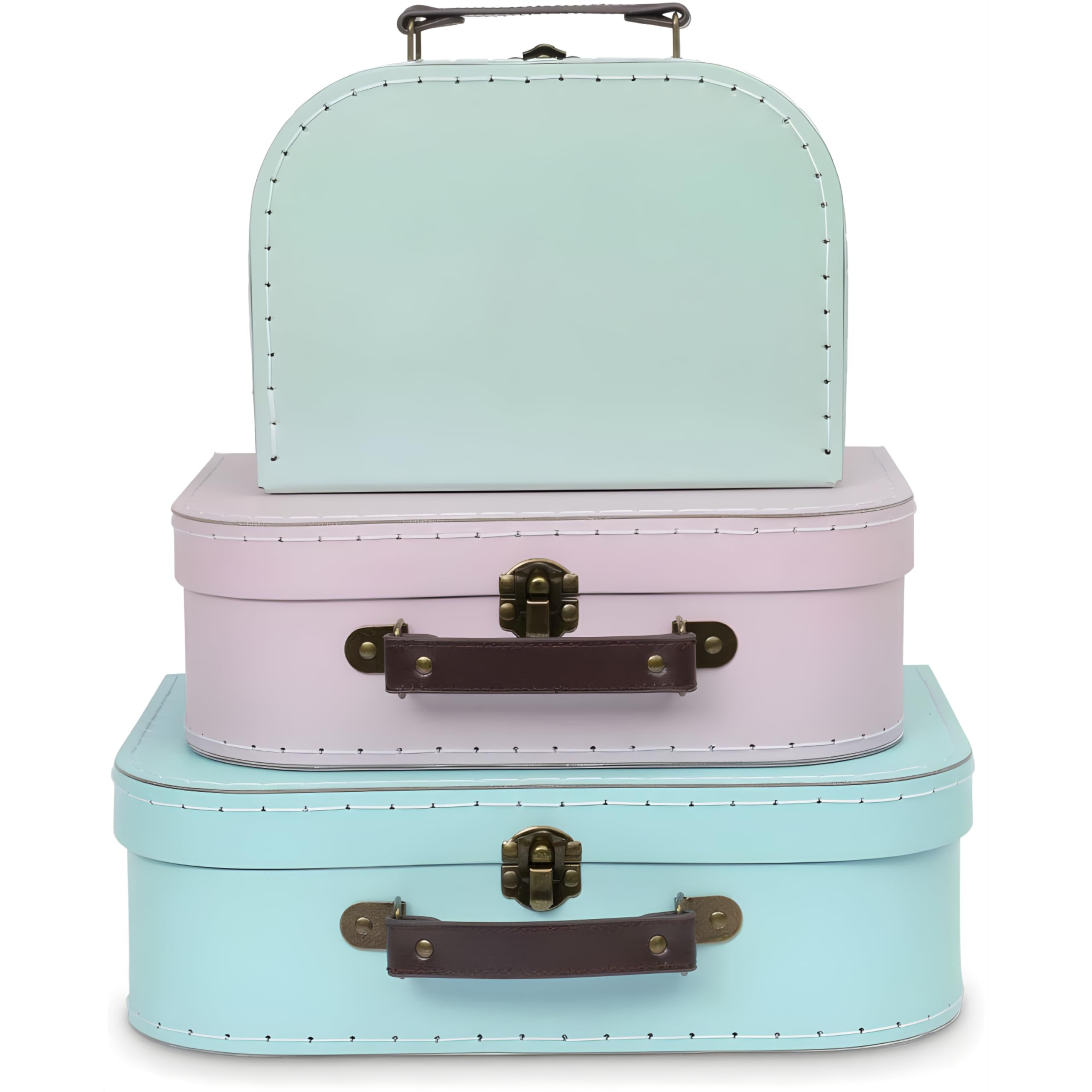 Jewelkeeper Cardboard Storage Boxes, Set of 3 – Nesting Decorative Storage Box for Birthday Wedding Nursery Office Decoration Displays Toys Photos Toy Box – Retro Pastel Design