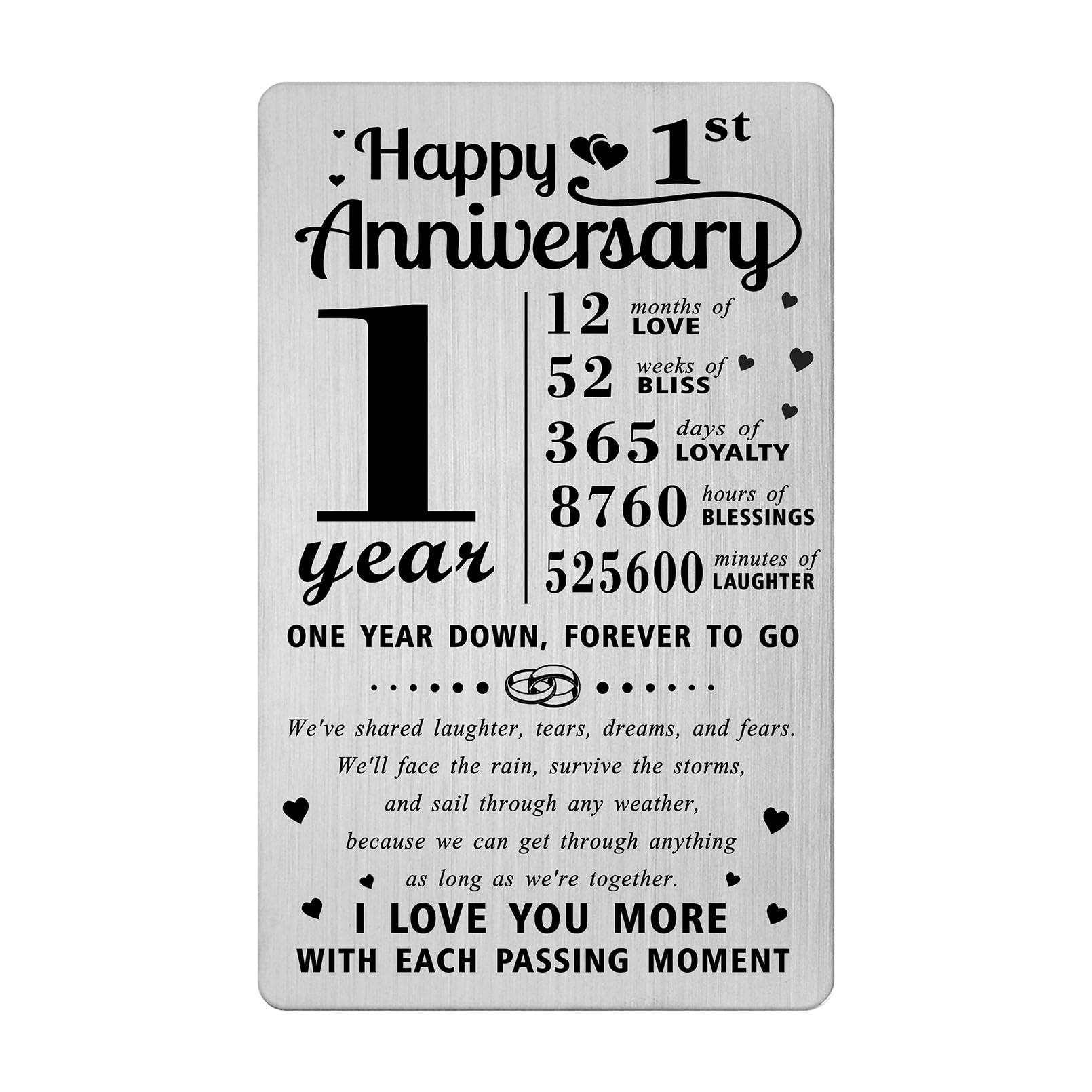 Richesele 1st Anniversary Card - Happy 1 Year Wedding Anniversary Wallet Card - 1 Year Anniversary Decorations Gifts for Husband Wife Him Her