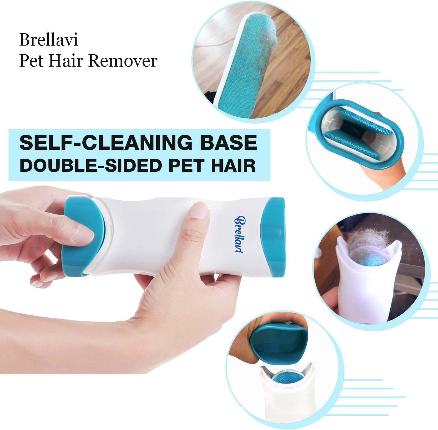 Brellavi Pet Hair Remover, Dog Hair Remover, Cat Hair Remover, No Refills and No Waste, Upgraded Reusable Pet Hair Remover Brush