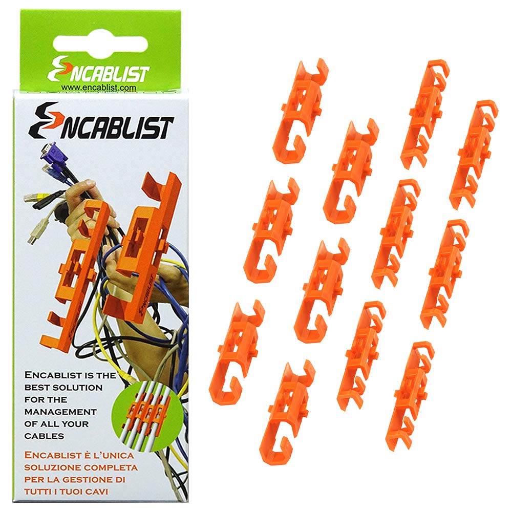 encablist, Universal Exoskeleton Made in Italy for Manage and organize all cables of TV PC Laptop Home and Office Appliances, Pack of 12