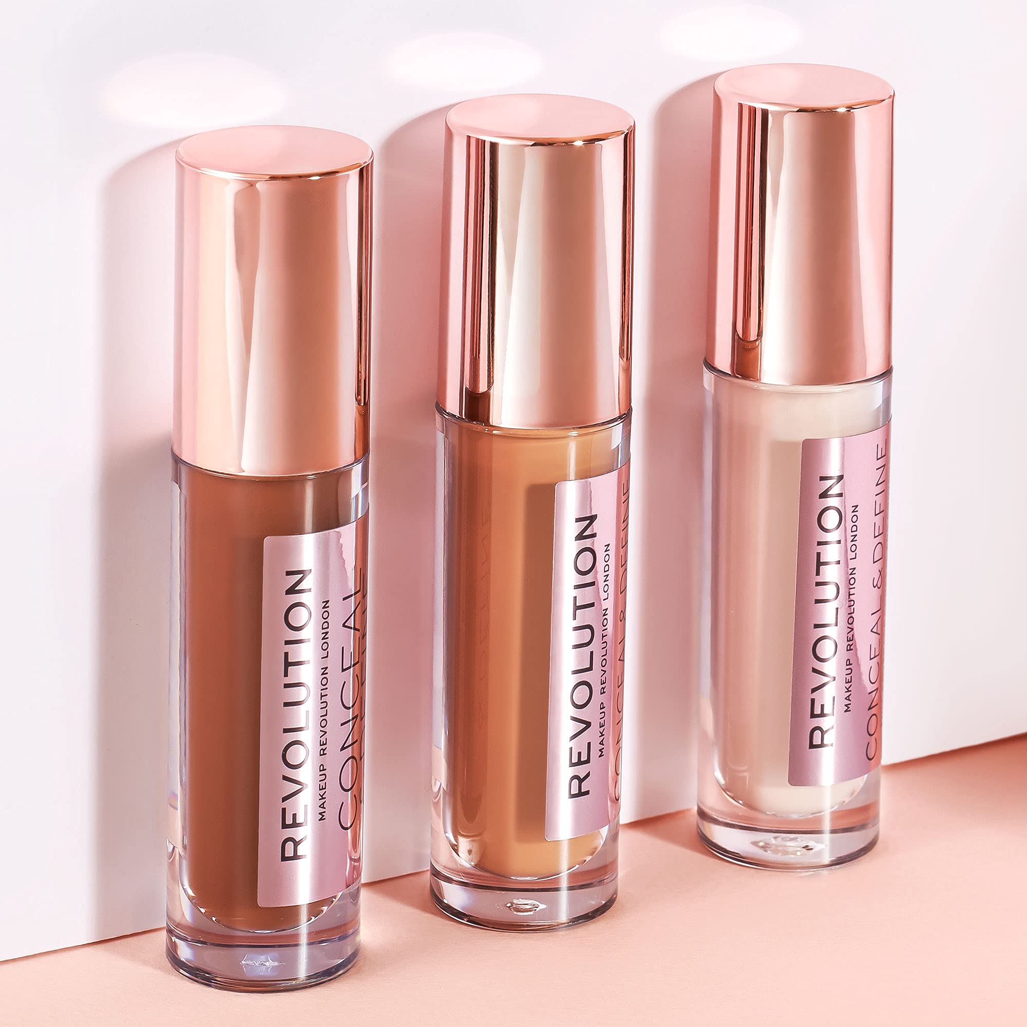Revolution Beauty London Revolution, Conceal & Define Concealer, Full Coverage & Lightweight, Long-Lasting Matte Finish, Vegan & Cruelty Free, C3 Fair to Light Skin Tones, 0.14 oz