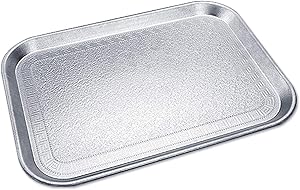 Uniyou Rectangular Serving Tray Thickened Non-slip Plastic Tray Upscale Exquisite Carved Pattern Retro Food Tray for Dinner Parties Restaurant Coffee Table, Silver 16.2'' x 11.2''