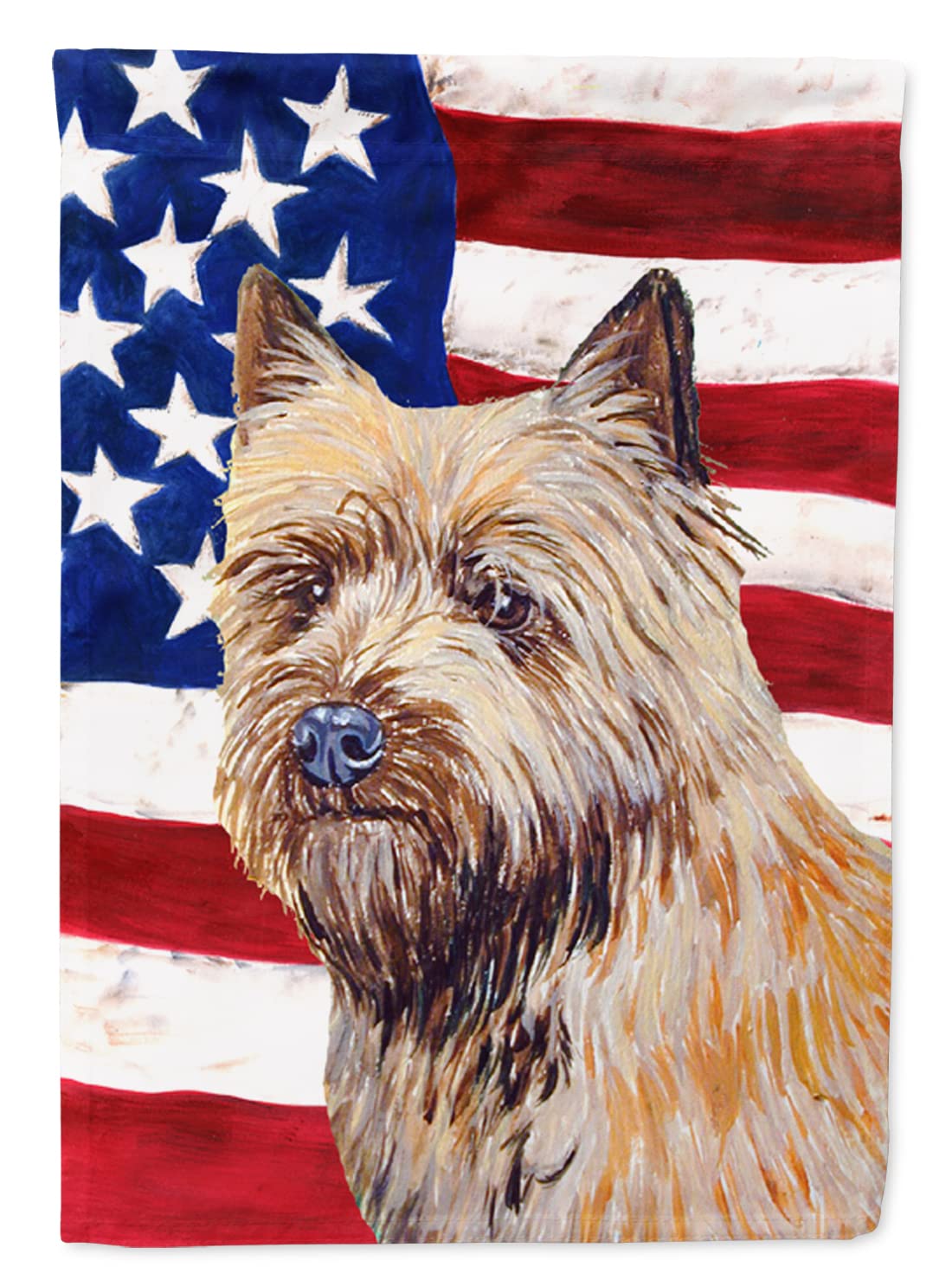 Caroline's Treasures LH9020CHF USA American Flag with Cairn Terrier House Flag Large Porch Sleeve Pole Decorative Outside Yard Banner Artwork Wall Hanging, Polyester, House Size, Multicolor Image