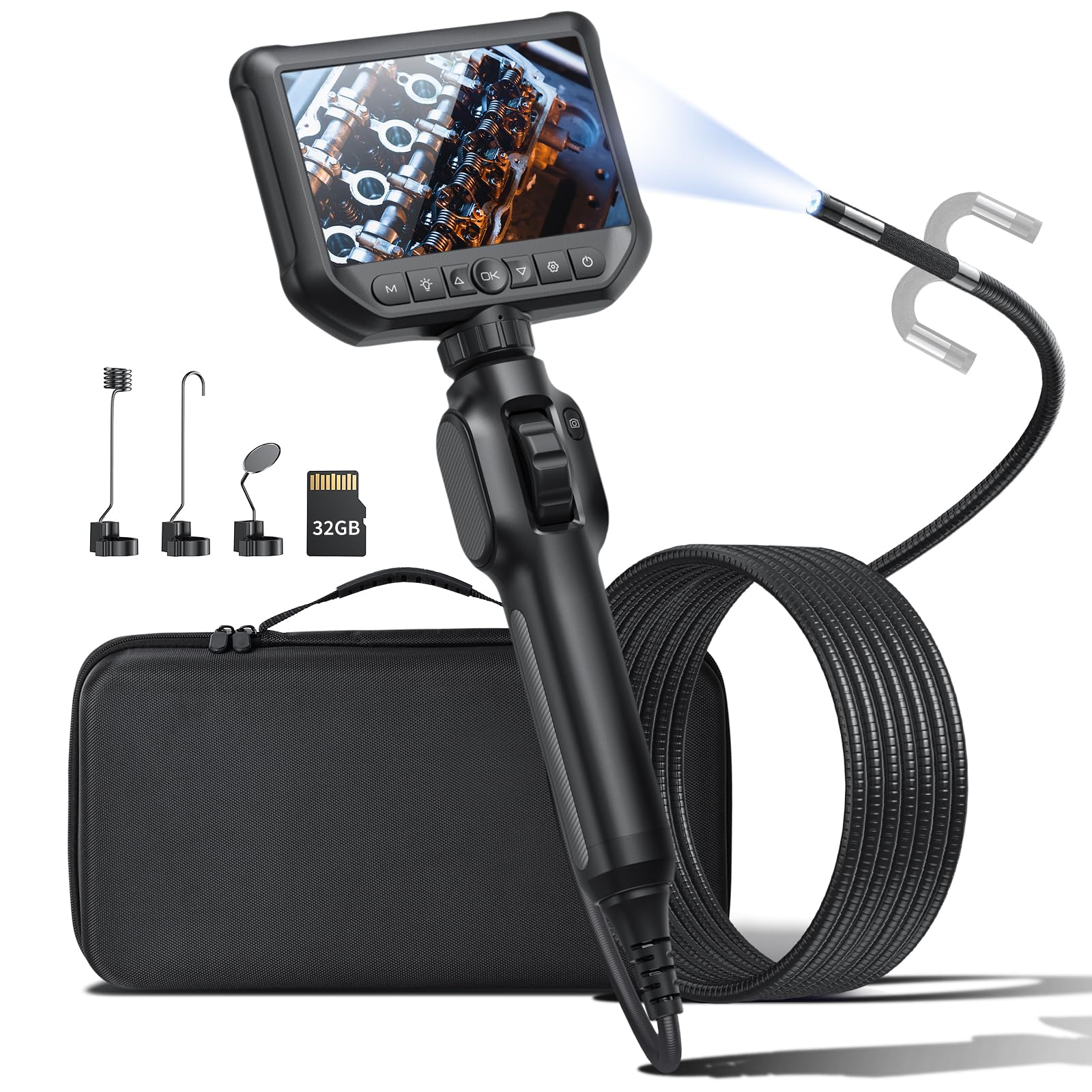 Photo 1 of Endoscope Camera with Light, 1920P Inspection Camera, with 2.4-inch Color Display Borescope, Waterproof Industrial Borescope with 8 Adjustable LED Lights, 16.5ft Semi-Rigid Cable Sewer Camera
