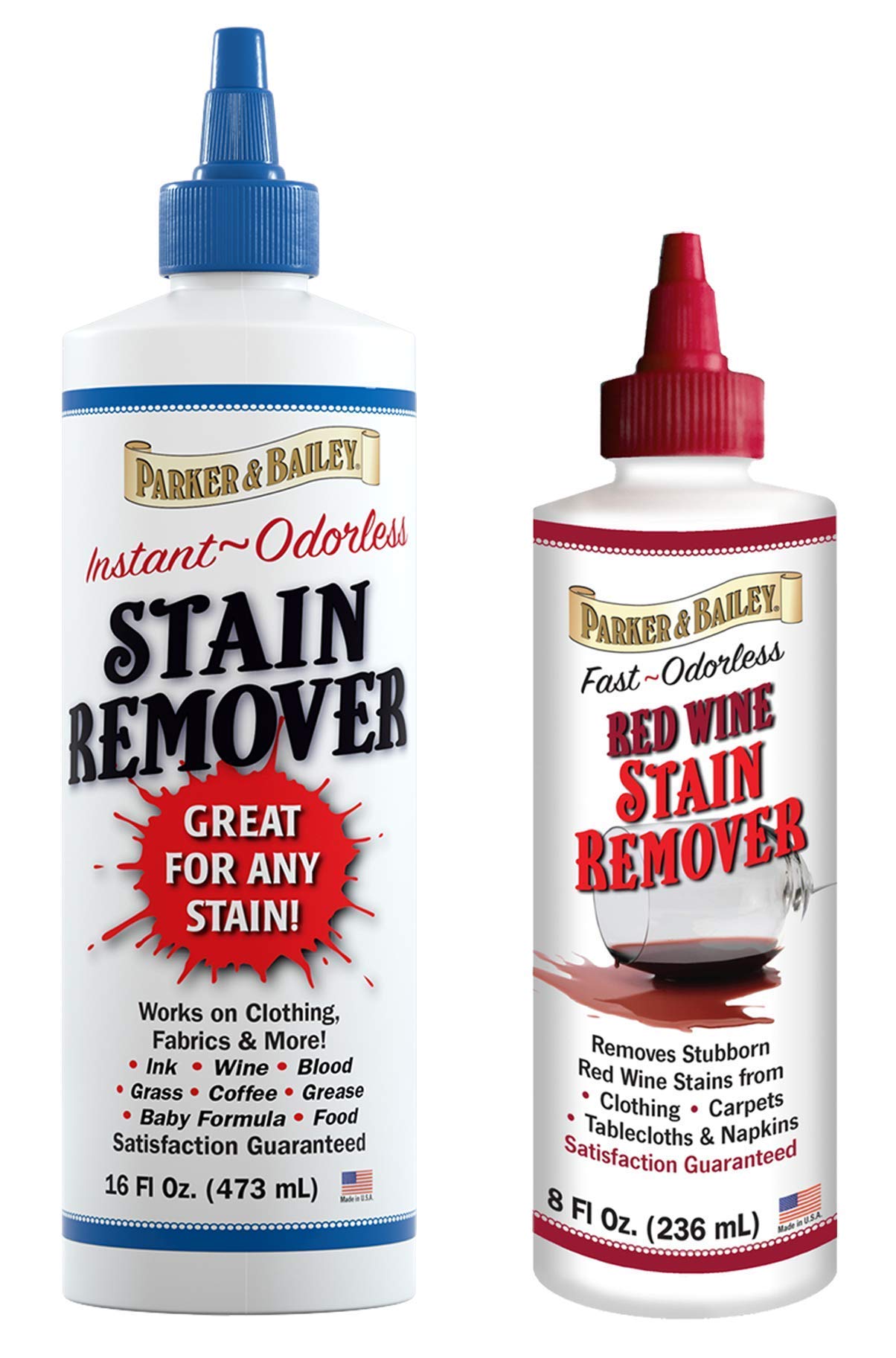 Parker and Bailey Stain Remover 16oz Bundled with Red Wine Stain Remover 8oz