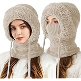 3-in-1 Winter Balaclava, 2025 New Knitted Hat, Multifunctional Scarf Hat for Outdoor Sports, Cozy Ski Mask for Women