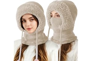 EADWE 3-in-1 Winter Balaclava, 2025 New Knitted Hat, Multifunctional Scarf Hat for Outdoor Sports, Cozy Ski Mask for Women