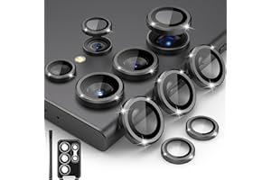 Kanosan for Galaxy S25 Ultra Camera Lens Protector Individual Aluminium Alloy Ring 9H Tempered Glass Decorative Accessories Camera Cover for Samsung Galaxy S25 Ultra CD Black