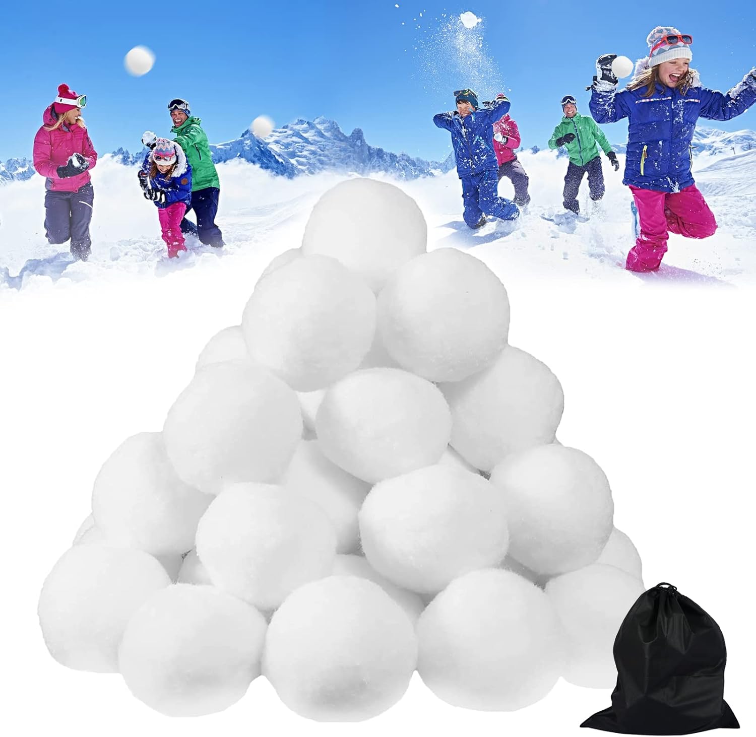 Artificial Snow - Bazyrock 80 Pack Snowballs for Kids Indoor, 2.8 Inch Fake Snowballs Artificial Snowballs for Indoor & Outdoor Snow Fight Game Christmas Tree Decorations
