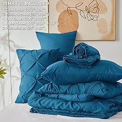 CozyLux Teal Comforter Set King - 7 Pieces Bed in a