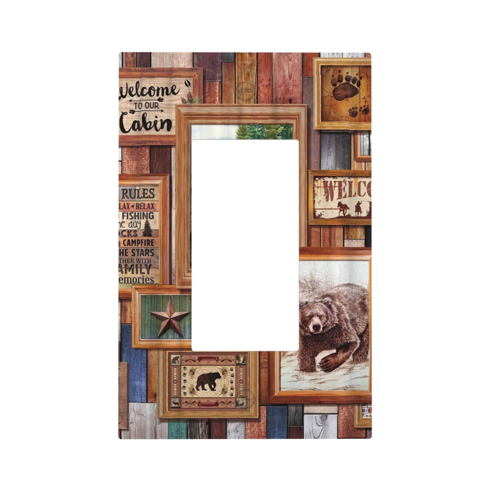 Rustic Lodge Bear Deer 1 Gang Rocker Light Switch