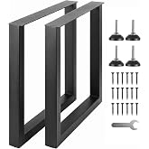 VEVOR 28 Inch Adjustable Furniture Legs, Square Reinforced Steel Office Table Legs Set of 2 for DIY, Max Load 1000 lbs Heavy Duty Desk Legs, Quick Instalation &amp; Rich Accessories Legs Black
