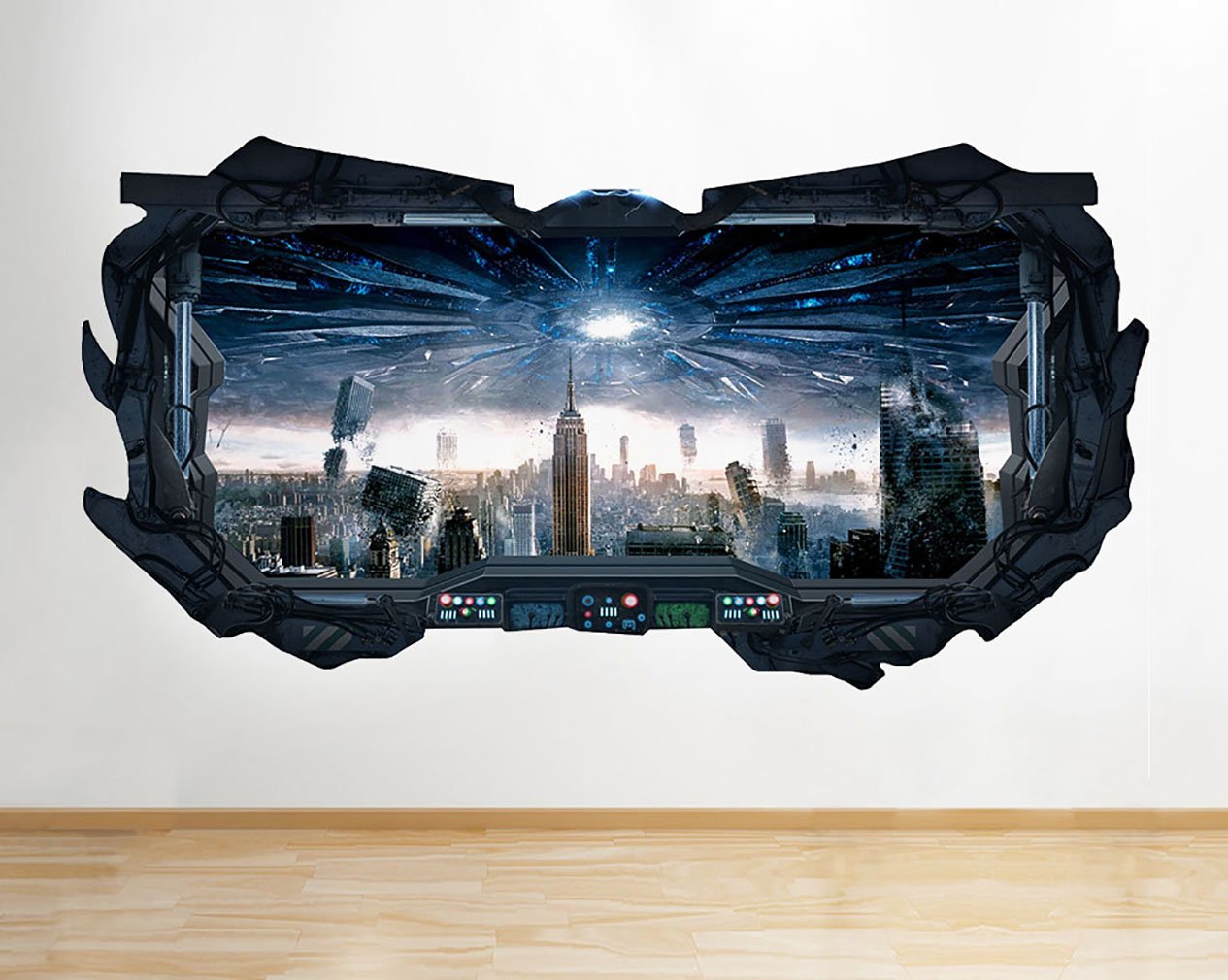 F522 Cool Futuristic Skyscapers War Window Wall Decal 3D Art Stickers Vinyl RoomKids Bedroom Baby Nursery Cool Livingroom Hall Boys Girls