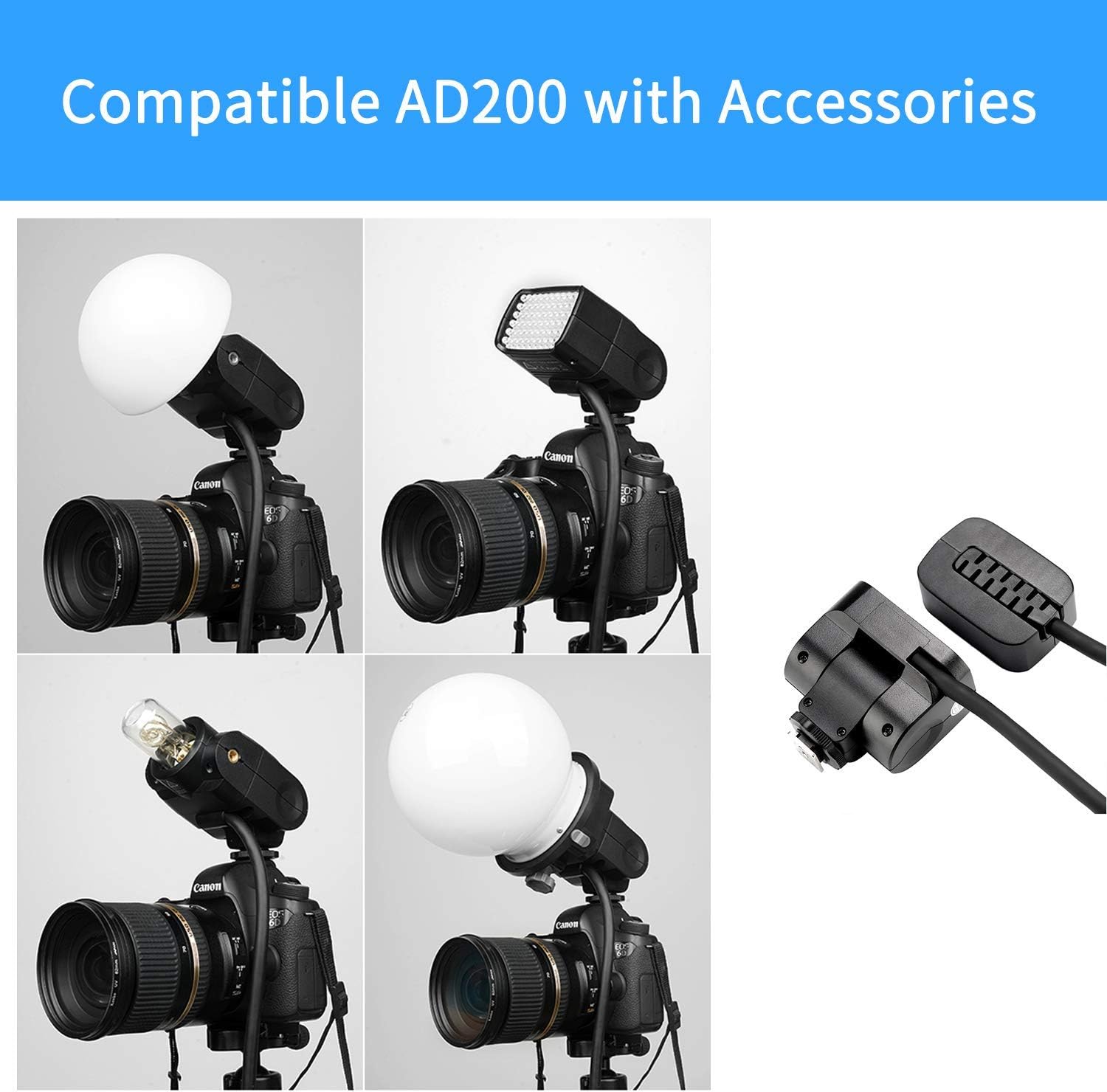Godox EC200 Flash Head Extender For AD200pro - 2M Cable, Off-Camera Portable Light