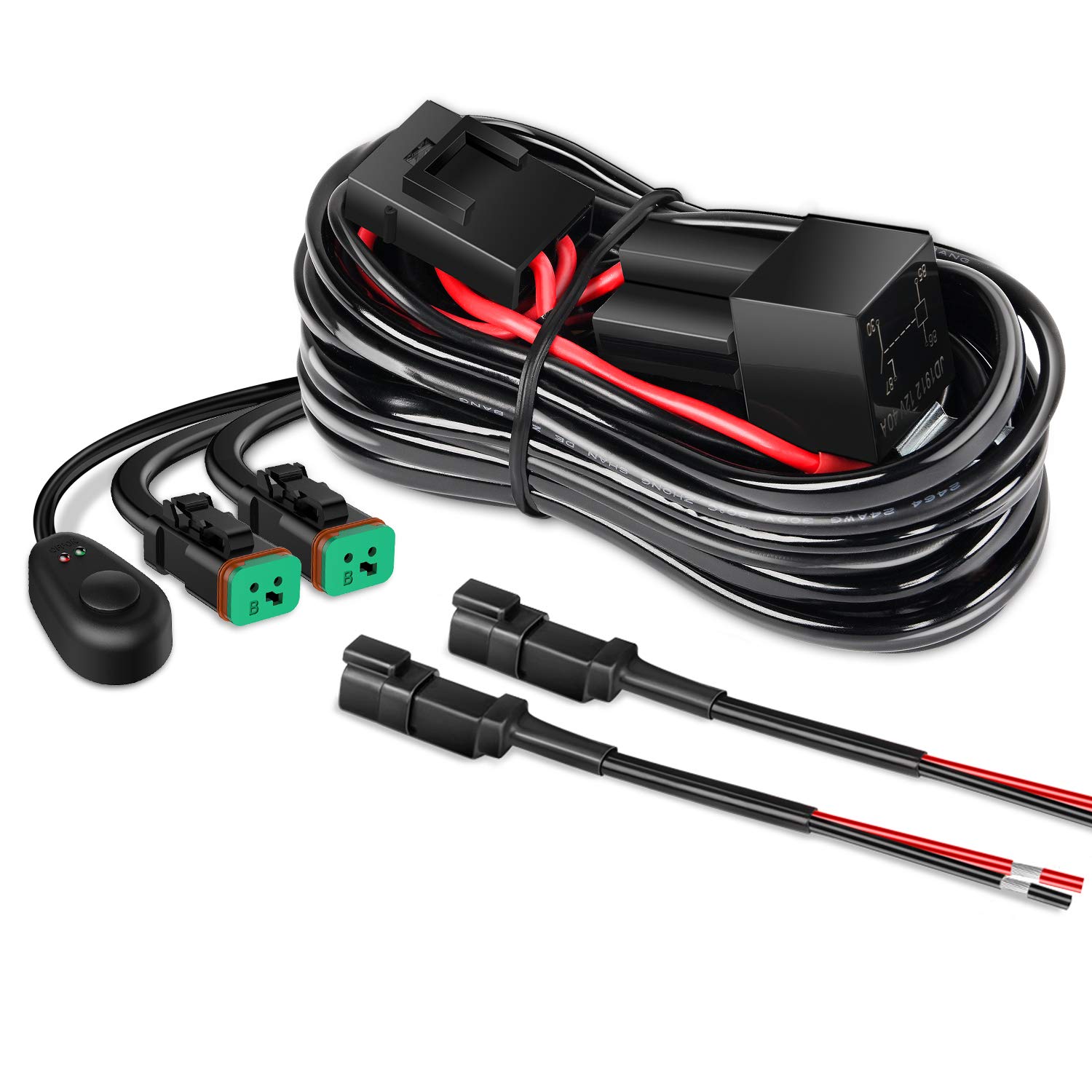 Photo 1 of Nilight 10016W DT Wiring Harness Kit for LED Light Bars - 12V On/Off Switch, Power Relay, Blade Fuse - 2 Leads