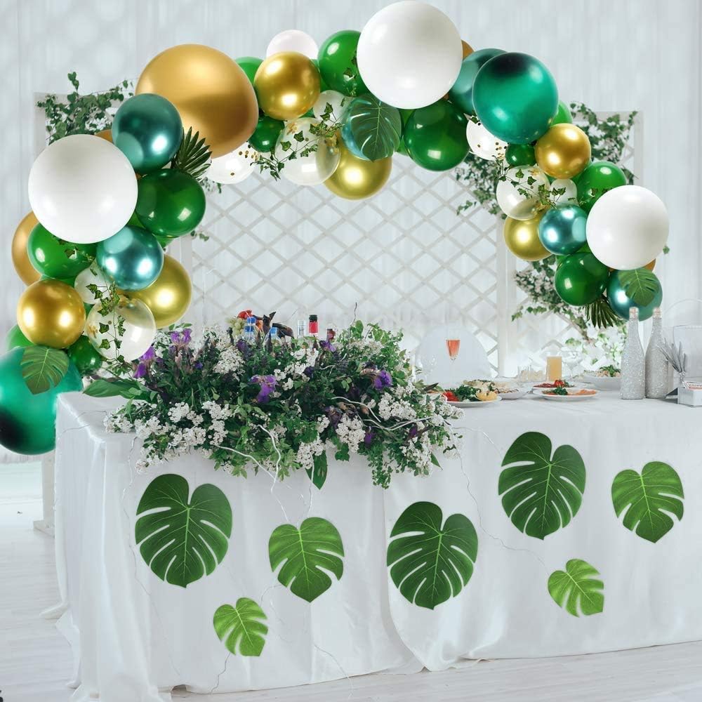 123pcs Safari Jungle Balloon Garland Arch Kit, White, Green and Gold Confetti Latex Balloons, Metallic Balloons with Palm Leaves & Artificial Ivy Vines for Kids Boys Baby Shower Birthday Wild Party Th - Image 4