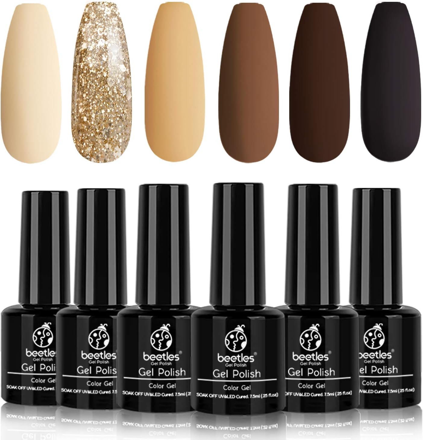 Beetles Gel Polish Set, Pumpkin Spice Yellow Gel Nail Polish Red Orange Glitter Nail Polish Kit Soak Off Nail Lamp Cured, 7.3ml Each Bottle for Nail Art: Arts, Crafts & Sewing