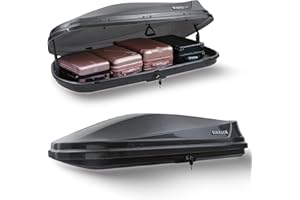 ME2 Cargo Box Waterproof Rooftop Cargo Carrier with Car Trunk Organizer Heavy Duty Roof Storage Box 14 Cubic Feet Hard Shell Rooftop Cargo Carrier Box Lockable Roof Luggage Storage Case(Carbon Black)
