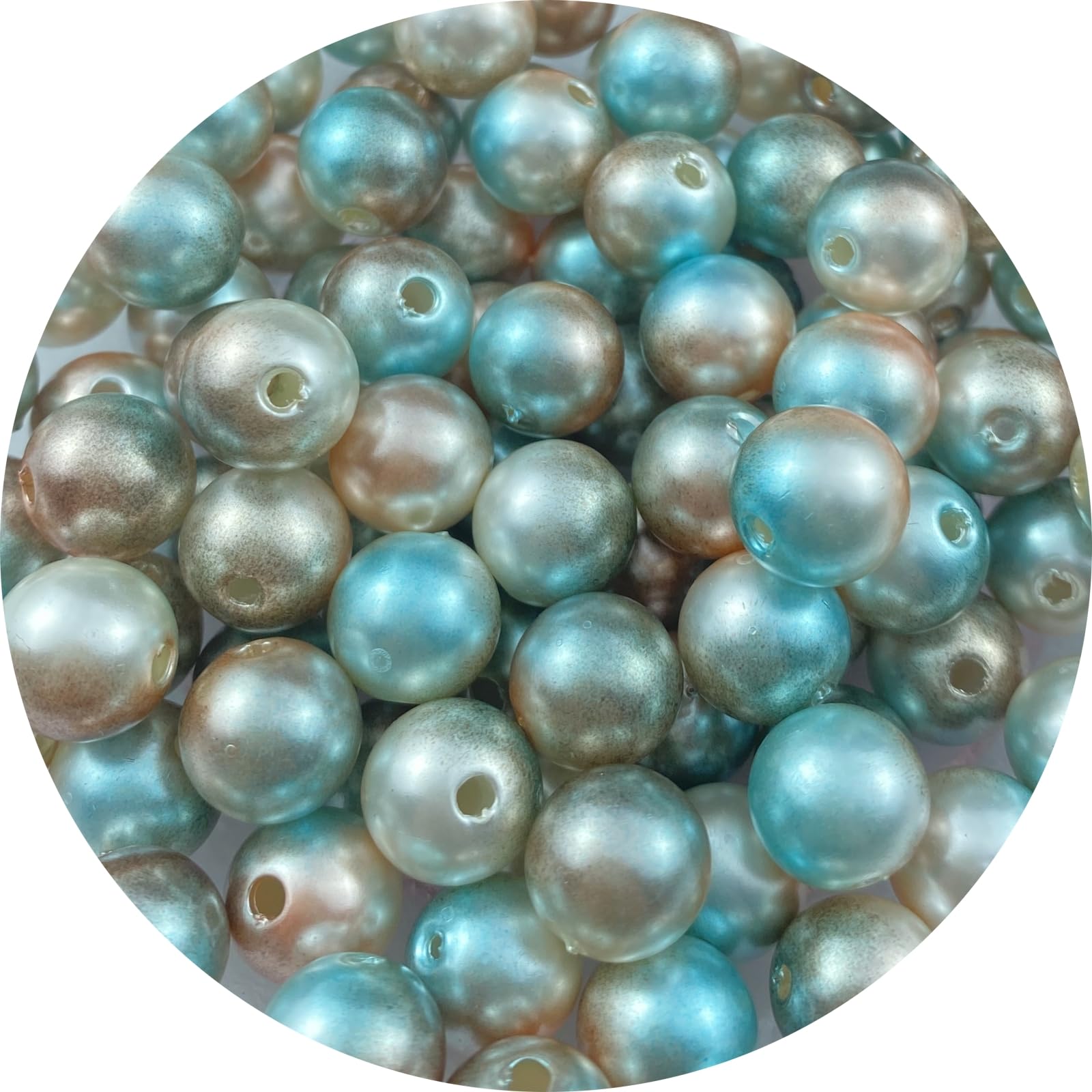 Photo 1 of 100 Pcs Pearl Beads 12mm Craft Beads Gradient Round Spacer Loose Beads for Earring Bracelet Necklace Key Chains Jewelry DIY Craft Making Decoration and Vase Filler(Light Brown Blue)
