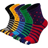 Artfasion Men's Toe Socks Cotton Fun Casual Athletic Running Ankle Five Finger Crew Socks 5 Pair