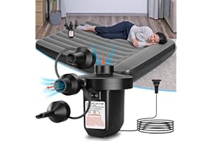 Pompe à air électrique pour gonflables, pompe à air portable avec 3 buses, pompe à matelas pneumatique 5 kPa, gonflage et dég