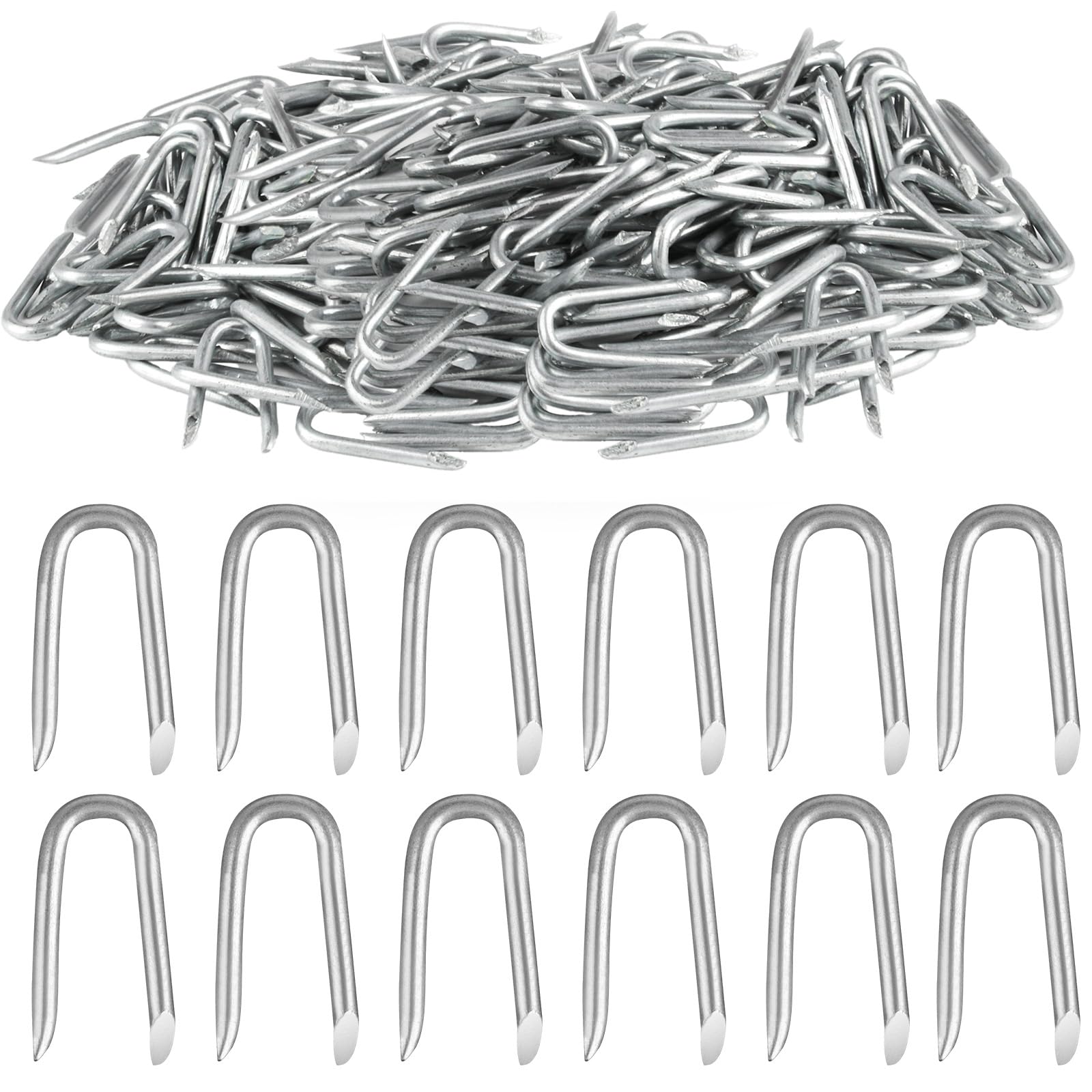 300 Pcs Galvanised U Nails for Fencing, U Shaped Nails, Steel Chicken Wire Fencing Staples, Netting, Fence for Wire Mesh Woven Fencing Garden Mesh Fasteners Nails