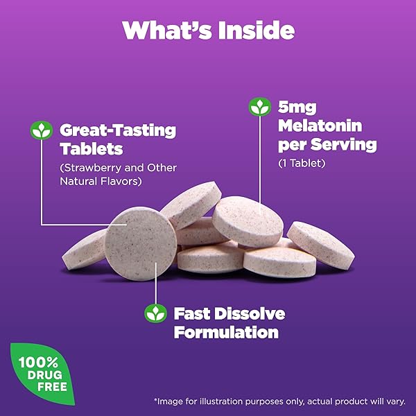 NATROL FAST DISSOLVE MELATONIN 5 MG, MELATONIN SUPPLEMENTS FOR RESTFUL SLEEP, SLEEP SUPPORT FOR ADULTS, 30 STRAWBERRY-FLAVORED TABLETS, UP TO A 30 DAY SUPPLY