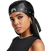 Premium Black Leather Skull Cap - Motorcycle Biker Hat, Adjustable Back Strap & Cotton Lining for Men and Women