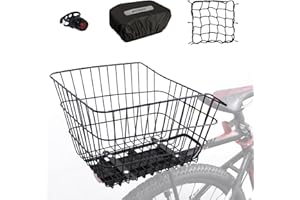 RAYMACE Rear Bike Basket with Waterproof Cover,Bicycle Cargo Rack Storage Basket Mount for Back Under Seat